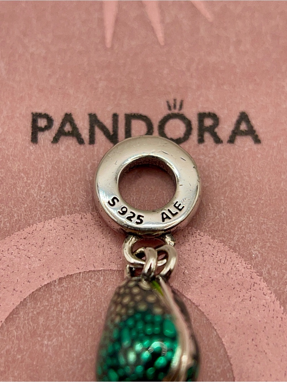 Pandora Two Tone Avocado Split Dangle Silver Charm 799149C01 - Picture 4 of 6